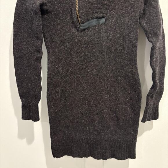 Ralph Lauren Rugby Wool Sweater Dress Small Charcoal Gray Funnel Neck Bodycon - Picture 4 of 15